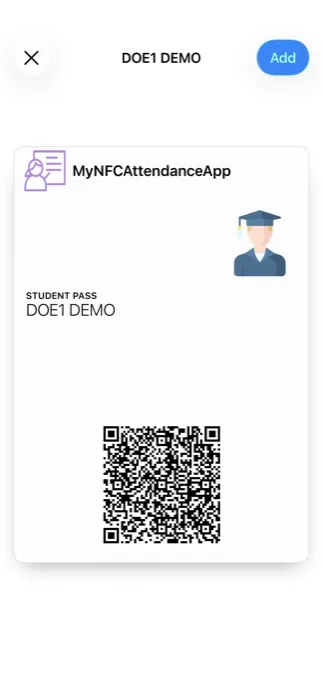 Digital student pass with QR code